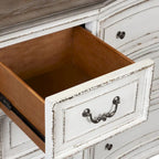 Commode 9 tiroirs blanc antique écorce vieillie Magnolia Manor