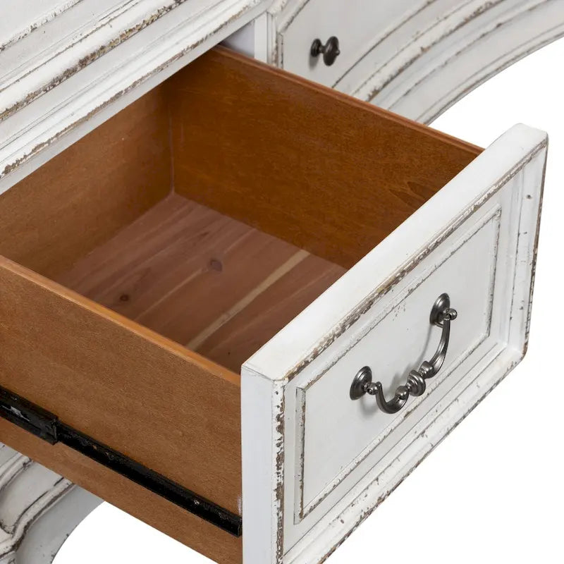 Commode 9 tiroirs blanc antique écorce vieillie Magnolia Manor