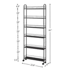 Étagère de rangement roulante ultra-mince à 6 niveaux