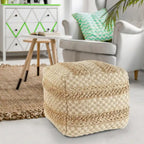 Pouf à carreaux en jute naturelle Sevita
