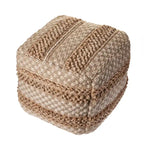 Pouf à carreaux en jute naturelle Sevita