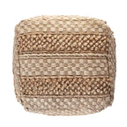Pouf à carreaux en jute naturelle Sevita