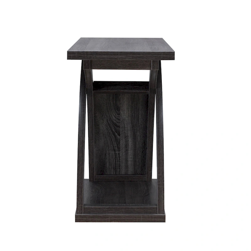Table console de canapé Denhour DH BASIC grise patinée transitionnelle de 119 cm à 1 étagère