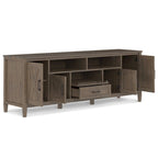 Meuble TV/multimédia de style transitionnel en bois massif, 182 cm de large, couleur brun fumé, pour téléviseurs jusqu'à 203 cm, modèle WYNDENHALL Cantina
