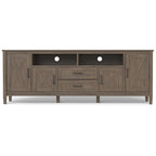Meuble TV/multimédia de style transitionnel en bois massif, 182 cm de large, couleur brun fumé, pour téléviseurs jusqu'à 203 cm, modèle WYNDENHALL Cantina