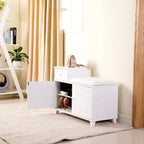 Banc de rangement à chaussures en bois avec tiroir, blanc