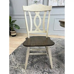 Ensemble de salle à manger 7 pièces en bois massif bicolore marron foncé et blanc extensible