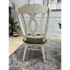 Ensemble de salle à manger 7 pièces en bois massif bicolore marron foncé et blanc extensible