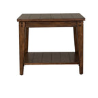 Table d'appoint carrée Liberty Furniture Lake House avec lampe, Chêne rustique marron