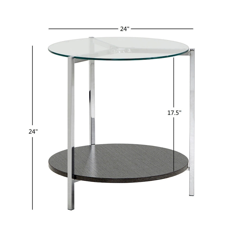 Table d'appoint Roti Chrome avec plateau en verre par iNSPIRE Q Modern