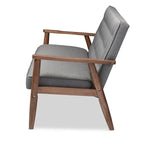 Canapé 3 places Baxton Studio Sorrento en tissu gris, style moderne rétro mid-century, avec structure en bois