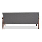 Canapé 3 places Baxton Studio Sorrento en tissu gris, style moderne rétro mid-century, avec structure en bois