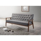 Canapé 3 places Baxton Studio Sorrento en tissu gris, style moderne rétro mid-century, avec structure en bois
