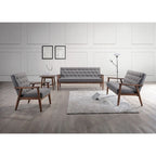 Canapé 3 places Baxton Studio Sorrento en tissu gris, style moderne rétro mid-century, avec structure en bois