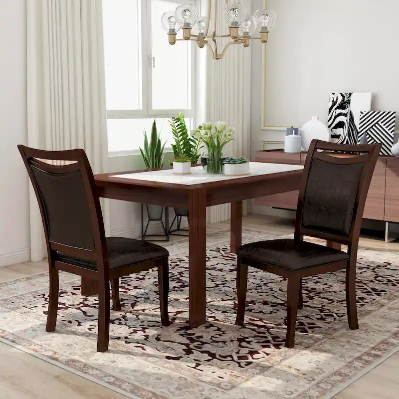  Zita Modern Classic Espresso Leather Dining Chairs (Set of 2)