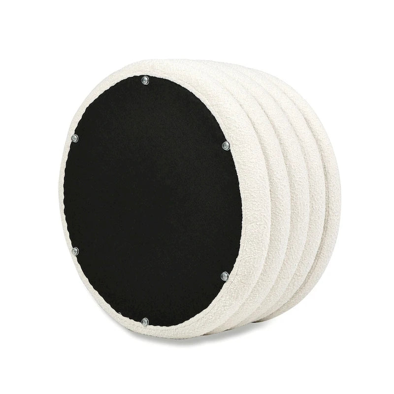 Pouf de rangement et table basse rembourré rond Fuji 36 Boucle Sherpa