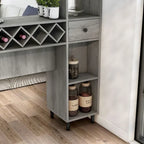DH BASIC Table de bar transitoire vintage gris chêne à 6 étagères ouvertes avec rangement pour le vin par Denhour