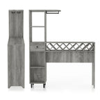 DH BASIC Table de bar transitoire vintage gris chêne à 6 étagères ouvertes avec rangement pour le vin par Denhour