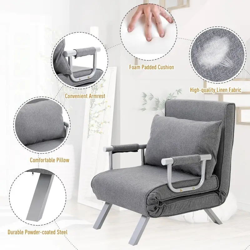 Canapé futon HOMCOM compact avec surface de couchage confortable pour les invités, dossier inclinable et design élégant