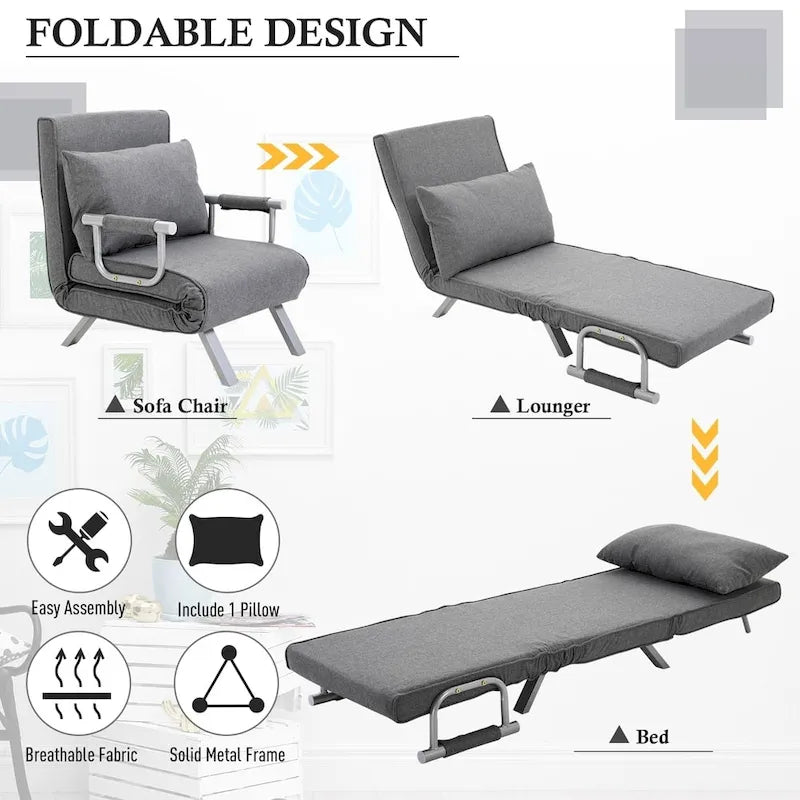 Canapé futon HOMCOM compact avec surface de couchage confortable pour les invités, dossier inclinable et design élégant