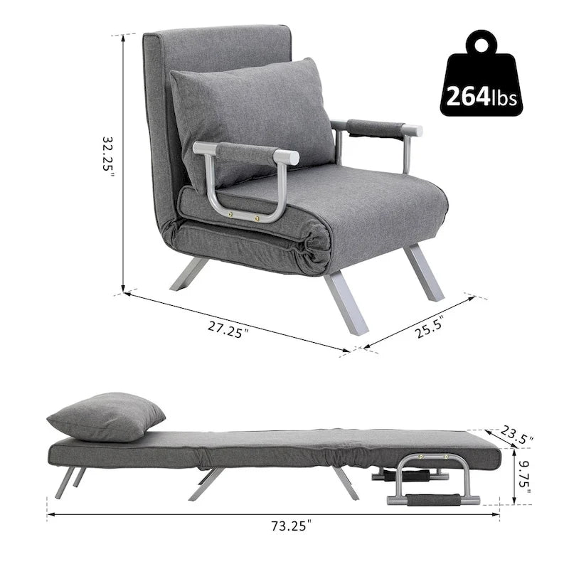 Canapé futon HOMCOM compact avec surface de couchage confortable pour les invités, dossier inclinable et design élégant