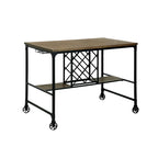 Îlot de cuisine industriel Ursa en chêne moyen de 48 pouces de large avec roulettes par Furniture of America
