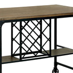 Îlot de cuisine industriel Ursa en chêne moyen de 48 pouces de large avec roulettes par Furniture of America
