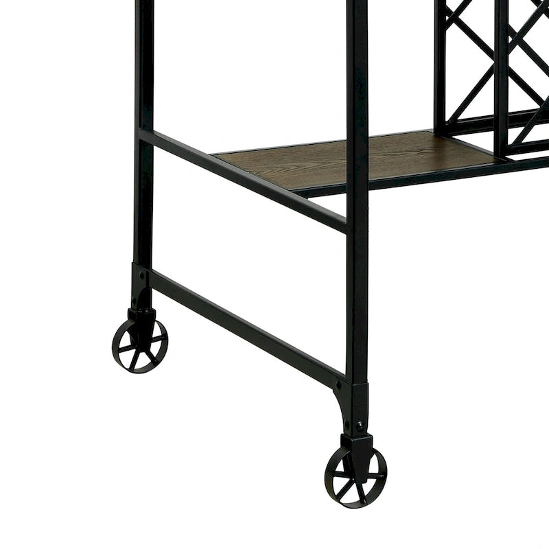 Îlot de cuisine industriel Ursa en chêne moyen de 48 pouces de large avec roulettes par Furniture of America