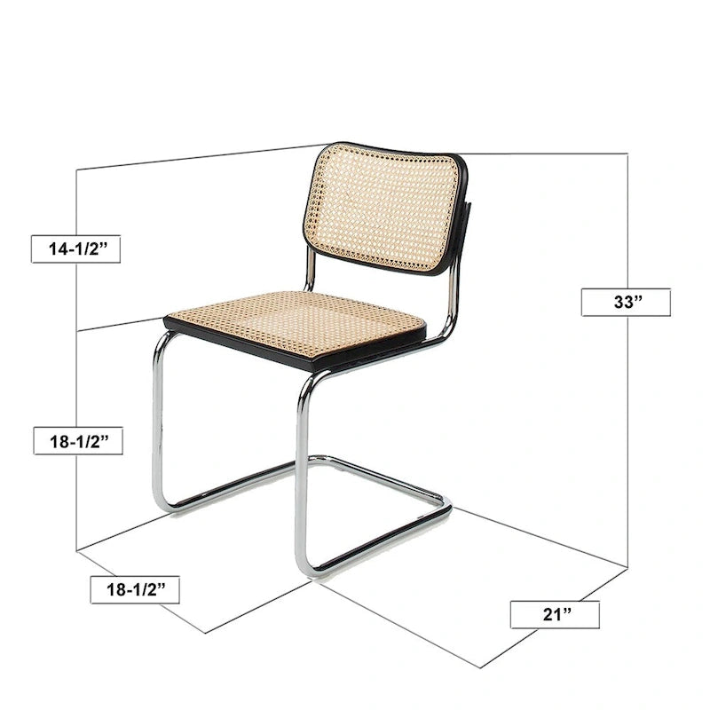 Chaise de salle à manger Cesca en cannage avec structure en chrome et noyer, par Breuer Chair Company