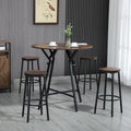 Ensemble de table de bar et 4 tabourets HOMCOM Industriels 5 pièces, Table à manger peu encombrante pour pub et cuisine, Noir et marron