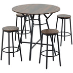 Ensemble de table de bar et 4 tabourets HOMCOM Industriels 5 pièces, Table à manger peu encombrante pour pub et cuisine, Noir et marron