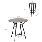 Ensemble de table de bar et 4 tabourets HOMCOM Industriels 5 pièces, Table à manger peu encombrante pour pub et cuisine, Noir et marron