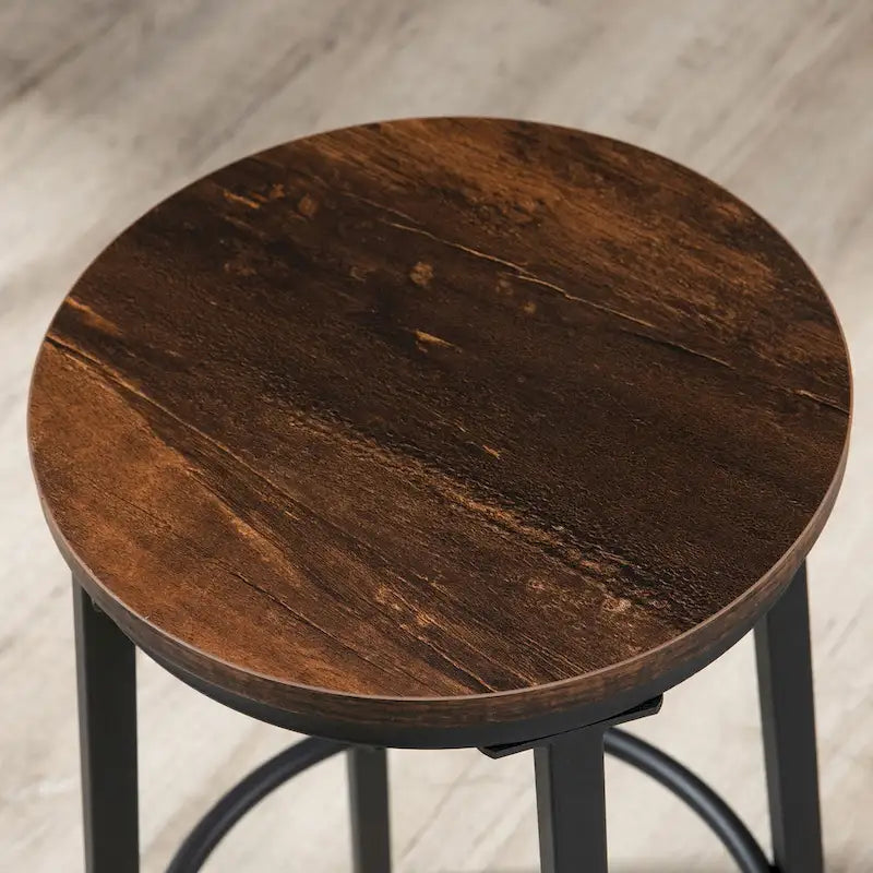 Ensemble de table de bar et 4 tabourets HOMCOM Industriels 5 pièces, Table à manger peu encombrante pour pub et cuisine, Noir et marron