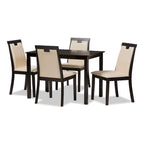 Ensemble de salle à manger 5 pièces en similicuir beige contemporain Baxton Studio
