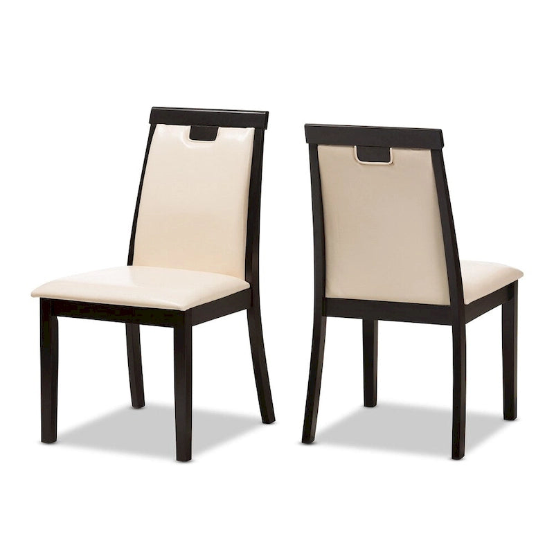 Ensemble de salle à manger 5 pièces en similicuir beige contemporain Baxton Studio