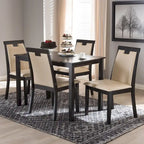 Ensemble de salle à manger 5 pièces en similicuir beige contemporain Baxton Studio