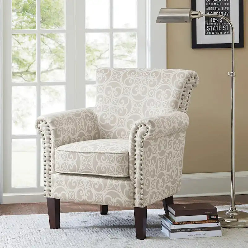 Fauteuil club capitonné Madison Park Miri à motif ajouré et dossier fixe