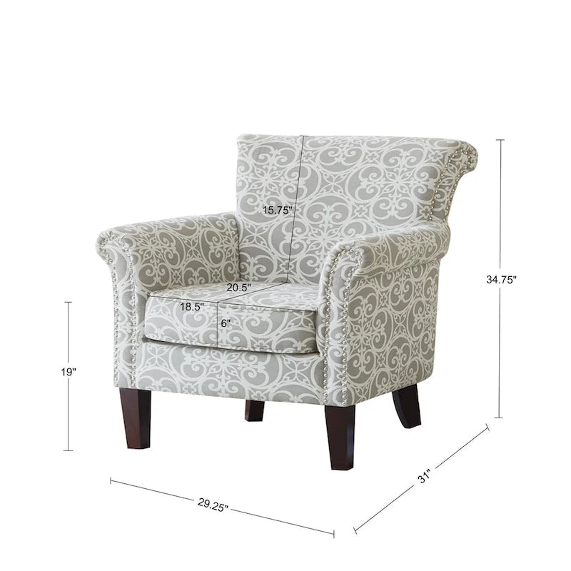 Fauteuil club capitonné Madison Park Miri à motif ajouré et dossier fixe