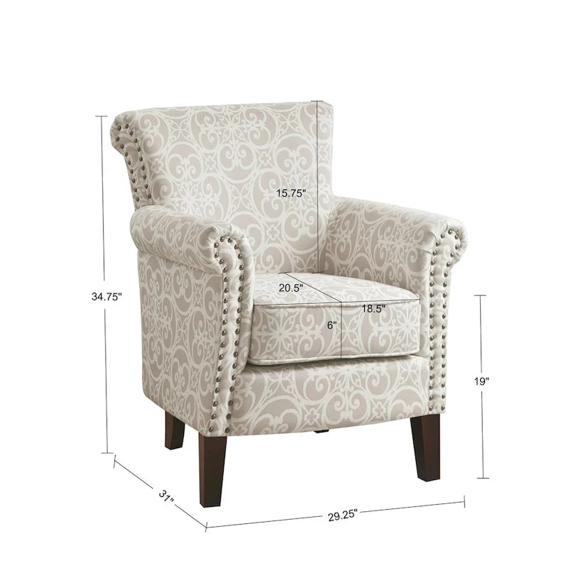 Fauteuil club capitonné Madison Park Miri à motif ajouré et dossier fixe