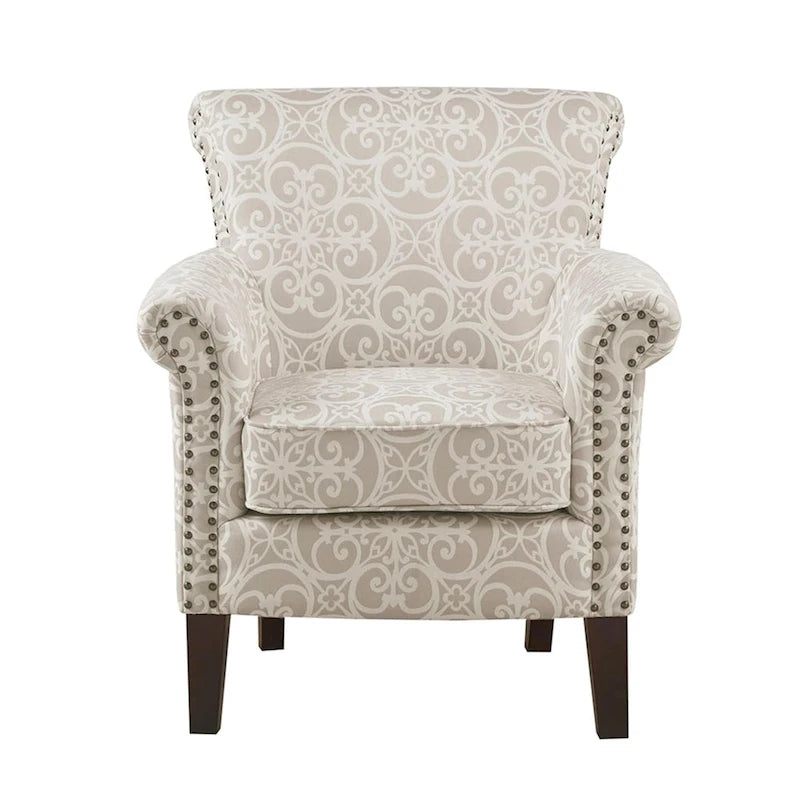 Fauteuil club capitonné Madison Park Miri à motif ajouré et dossier fixe
