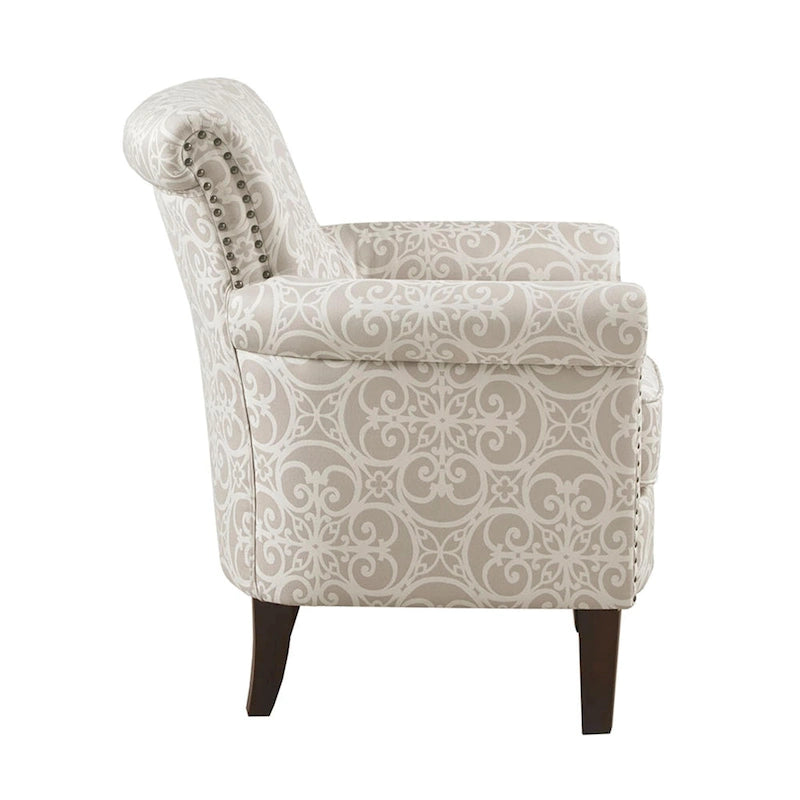 Fauteuil club capitonné Madison Park Miri à motif ajouré et dossier fixe