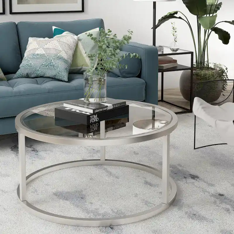 Table Basse Ronde en Métal Stossel Silver Orchid
