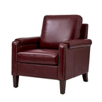 Fauteuil Kunz de transition en cuir véritable avec coussin amovible et clous décoratifs par HULALA HOME