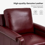 Fauteuil Kunz de transition en cuir véritable avec coussin amovible et clous décoratifs par HULALA HOME