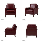 Fauteuil Kunz de transition en cuir véritable avec coussin amovible et clous décoratifs par HULALA HOME
