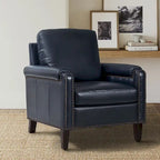 Fauteuil Kunz de transition en cuir véritable avec coussin amovible et clous décoratifs par HULALA HOME