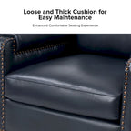 Fauteuil Kunz de transition en cuir véritable avec coussin amovible et clous décoratifs par HULALA HOME