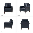 Fauteuil Kunz de transition en cuir véritable avec coussin amovible et clous décoratifs par HULALA HOME