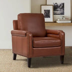 Fauteuil Kunz de transition en cuir véritable avec coussin amovible et clous décoratifs par HULALA HOME