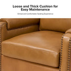 Fauteuil Kunz de transition en cuir véritable avec coussin amovible et clous décoratifs par HULALA HOME